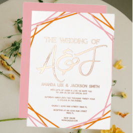 Sunrise Oranje roze Roos Gold Folie Uitnodiging