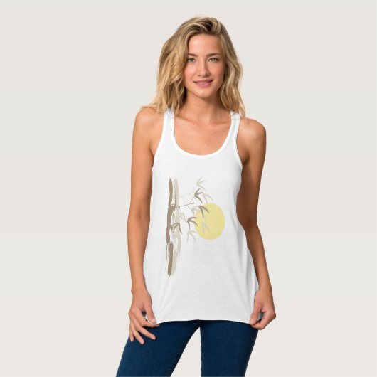 Sunrise Oriental Bamboo Tree Garden Zen Wedding Tanktop (Volledige Voorkant)