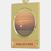 Sunrise over Aruba I Caribbean Seascape Verguld Banner Ornament (Links)