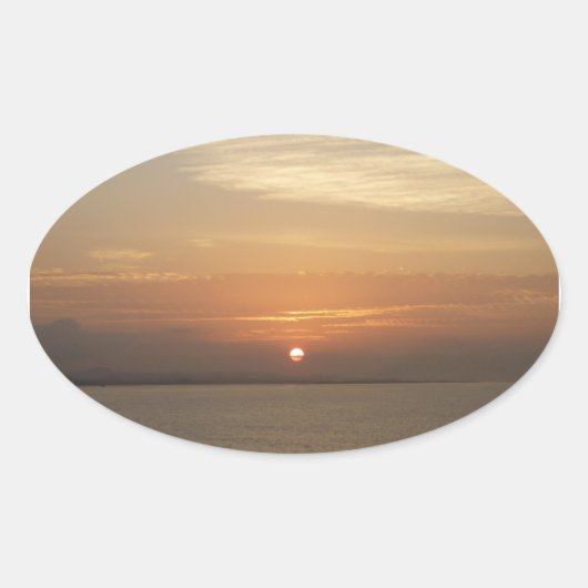Sunrise over Aruba II Caraïben Seascape Ovale Sticker (Voorkant)