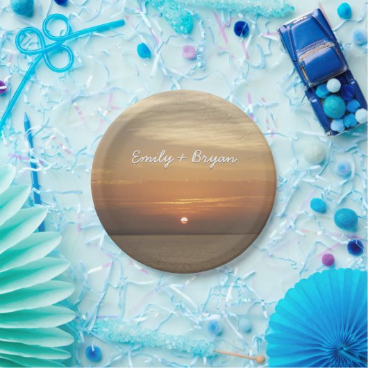 Sunrise over Aruba II Caraïben Seascape Papieren Bordje (Feest)