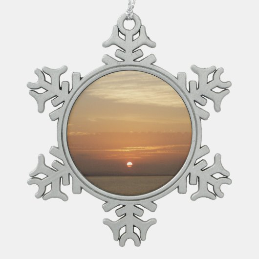 Sunrise over Aruba II Caraïben Seascape Tin Sneeuwvlok Ornament (Voorkant)