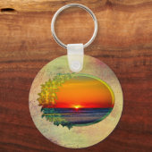Sunrise Over Atlantic Oval met bloemen Sleutelhanger (Voorkant)