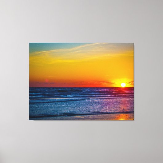 Sunrise-over-Atlantische Oceaan en waterreflectie Canvas Afdruk (Voorkant)
