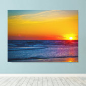 Sunrise-over-Atlantische Oceaan en waterreflectie Canvas Afdruk (Insitu (Houten vloer))