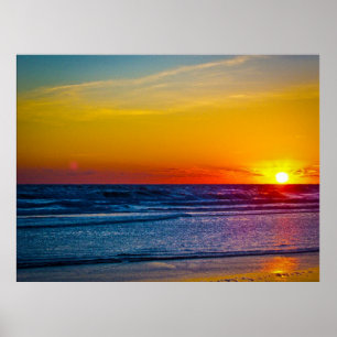 Sunrise-over-Atlantische Oceaan en waterreflectie Poster