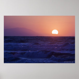 Sunrise over de baai van Malaga Poster