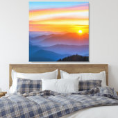 Sunrise over de bergen canvas afdruk (Insitu (Slaapkamer))