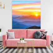 Sunrise over de bergen canvas afdruk (Insitu (Woonkamer))