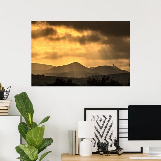 Sunrise over de bergen, Poster Cyprus (2945) (Thuiskantoor)