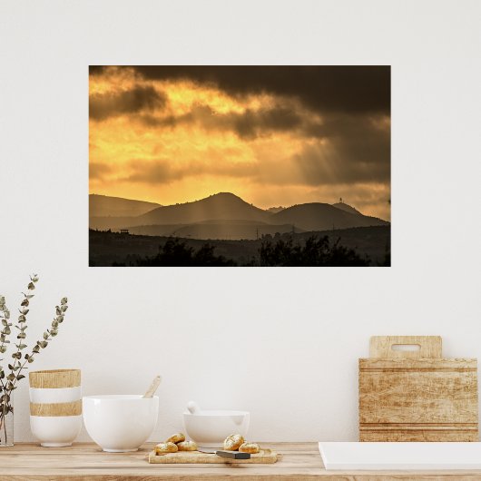 Sunrise over de bergen, Poster Cyprus (2945) (Keuken)