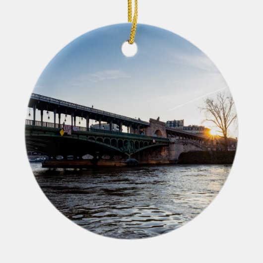 Sunrise over de brug Bir-Hakeim in de winter - Par Keramisch Ornament (Voorkant)