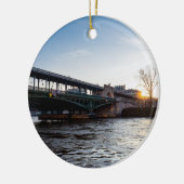 Sunrise over de brug Bir-Hakeim in de winter - Par Keramisch Ornament (Links)