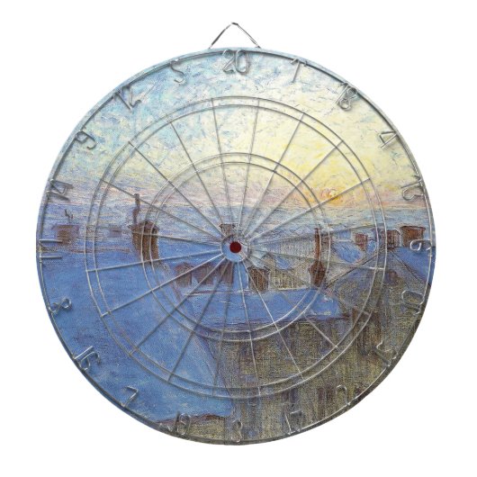 Sunrise over de daken (door Eugène Jansson) Dartbord (Voorkant)