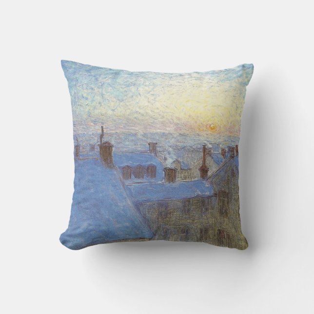 Sunrise over de daken (door Eugène Jansson) Kussen (Voorkant)