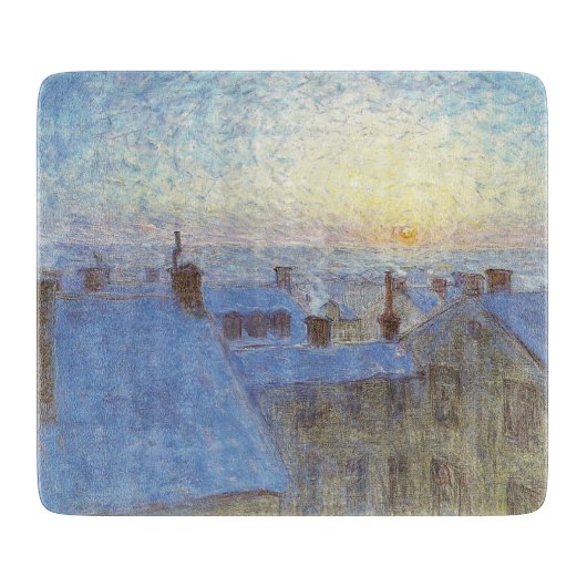 Sunrise over de daken (door Eugène Jansson) Snijplank (Voorkant)