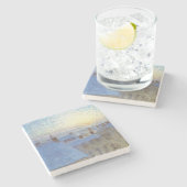 Sunrise over de daken (door Eugène Jansson) Stenen Onderzetter (Zijkant)