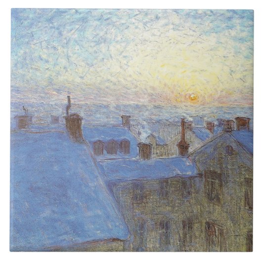 Sunrise over de daken (door Eugène Jansson) Tegeltje (Voorkant)