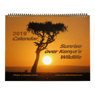 Sunrise over de kalender van Kenia's Wildlife (twe