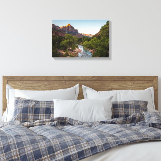 Sunrise Over de Watchman Canvas Afdruk (Insitu (Slaapkamer))