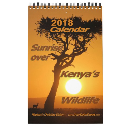 Sunrise over de Wildli-kalender van Kenia (één pag Kalender (Hoes)