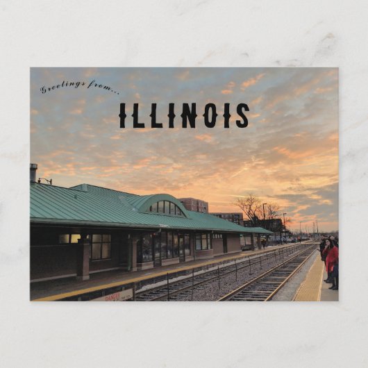 Sunrise Over Des Plaines Train Station Illinois Briefkaart (Voorkant)