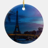 Sunrise over Eiffeltoren - Parijs, Frankrijk, Euro Keramisch Ornament (Achterkant)