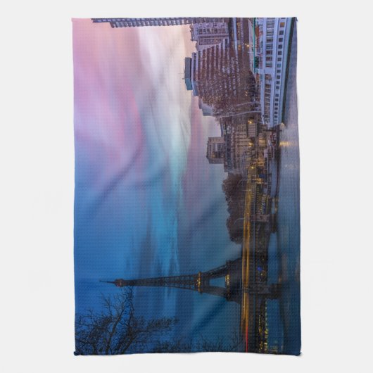 Sunrise over Eiffeltoren - Parijs, Frankrijk, Euro Theedoek (Verticaal)