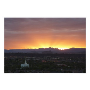 Sunrise over het landschap St. George Utah Foto Afdruk