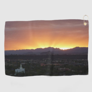 Sunrise over het landschap St. George Utah Golfhanddoek