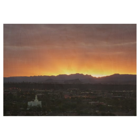 Sunrise over het landschap St. George Utah Houten Poster (Voorkant)