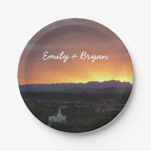 Sunrise over het landschap St. George Utah Papieren Bordje