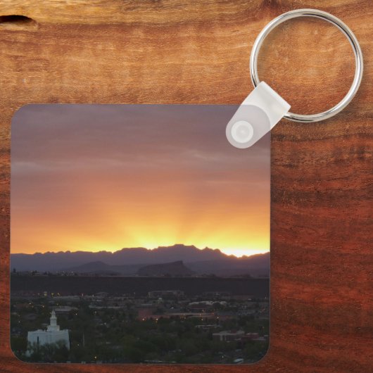 Sunrise over het landschap St. George Utah Sleutelhanger (Achterkant)