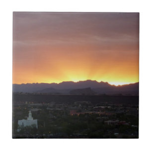 Sunrise over het landschap St. George Utah Tegeltje
