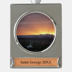 Sunrise over het landschap St. George Utah Verzilverd Banner Ornament