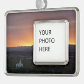 Sunrise over het landschap St. George Utah Verzilverd Omlijst Ornament (Links)