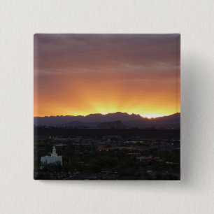 Sunrise over het landschap St. George Utah Vierkante Button 5,1 Cm