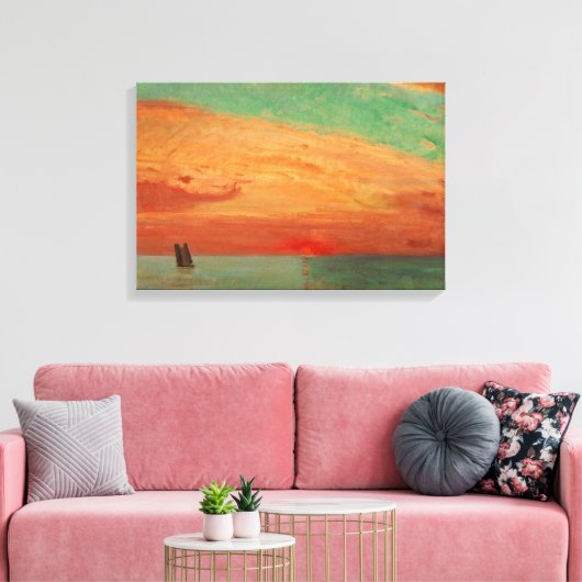 Sunrise over het oostelijk Zee (Aziatische kunst)  Canvas Afdruk (Insitu (Woonkamer))