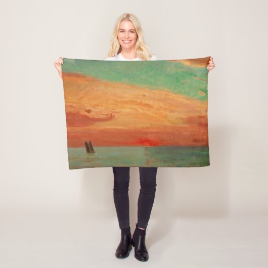 Sunrise over het oostelijk Zee (Aziatische kunst) Fleece Deken (In situ)