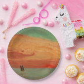 Sunrise over het oostelijk Zee (Aziatische kunst)  Papieren Bordje (Feest)