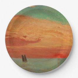 Sunrise over het oostelijk Zee (Aziatische kunst)  Papieren Bordje