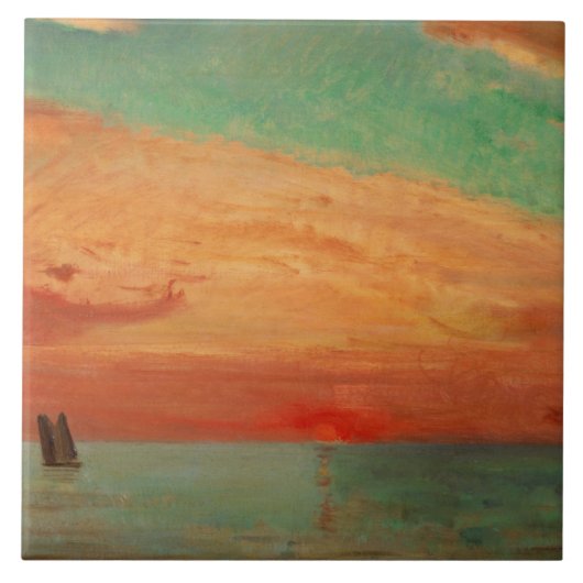 Sunrise over het oostelijk Zee (Aziatische kunst) Tegeltje (Voorkant)