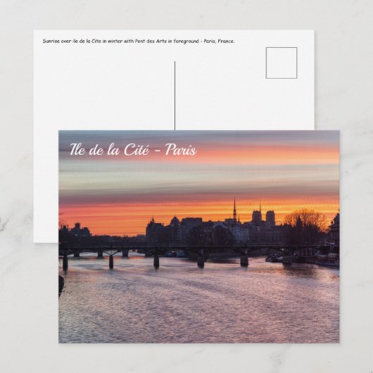 Sunrise over Ile de la Cite en Notre Dame - Parijs Briefkaart (Voorkant / Achterkant)