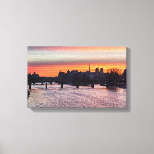 Sunrise over Ile de la Cite en Notre Dame - Parijs Canvas Afdruk (Voorkant)