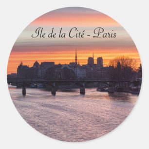 Sunrise over Ile de la Cite en Notre Dame - Parijs Ronde Sticker