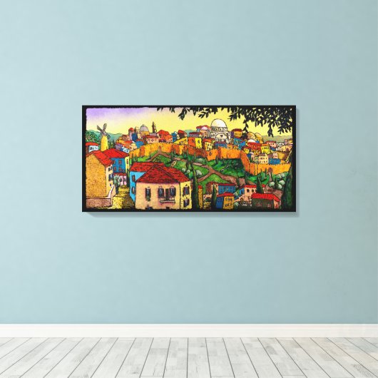 Sunrise over Jerusalem door Jonathan Kis-Lev Canvas Afdruk (Insitu (Houten vloer))