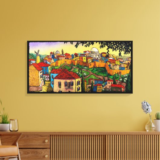 Sunrise over Jerusalem door Jonathan Kis-Lev Canvas Afdruk (Insitu (Woonkamer))