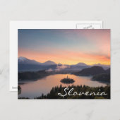 Sunrise over Lake Bled, briefkaart Sloveense tekst (Voorkant / Achterkant)