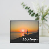 Sunrise Over Lake Michigan Briefkaart (Staand voorkant)