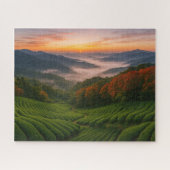 Sunrise over Mountain Tea Fields in Japan Legpuzzel (Horizontaal)